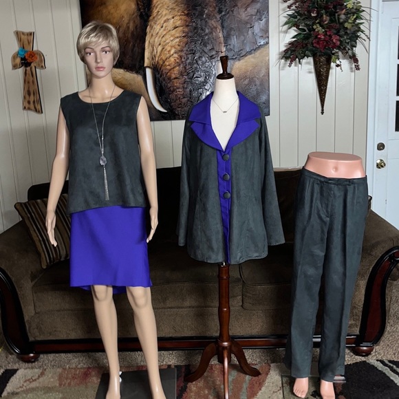 Dianaira • Size 12 • 4 Piece Outfit • Blazer/Blouse/Pants/Skirt • Purple/Gray - Picture 2 of 16